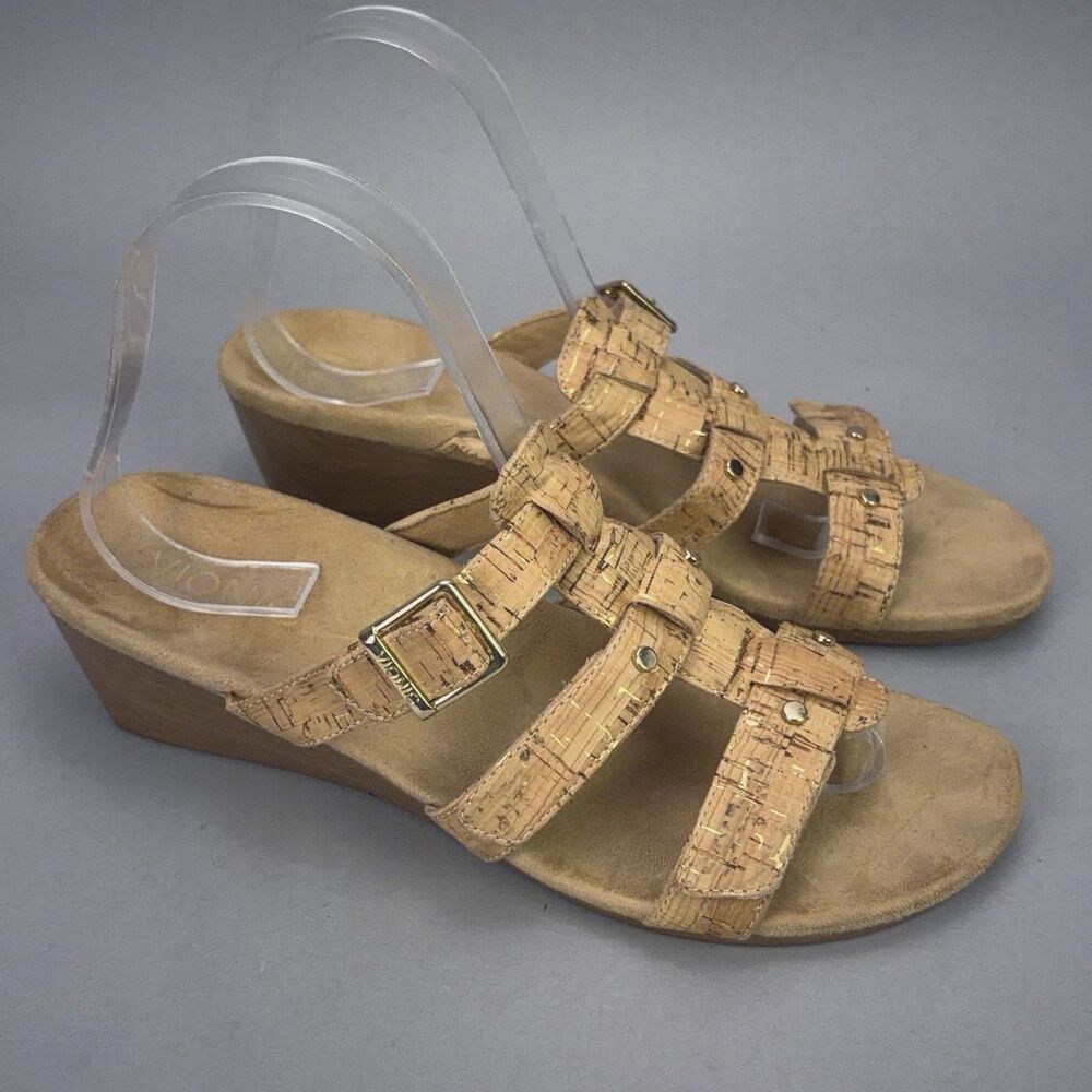 Vionic Radia Wedge Slide Sandals Womens Size US 6-6.5 Comfort Buckle Straps